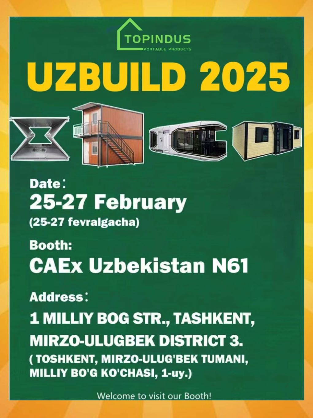 كابينة Topindus قادمة إلى UZBUILD 2025!