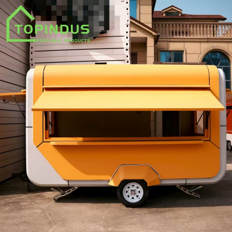 مقطورة طعام صفراء مصممة خصيصاً لعميلنا في غانا